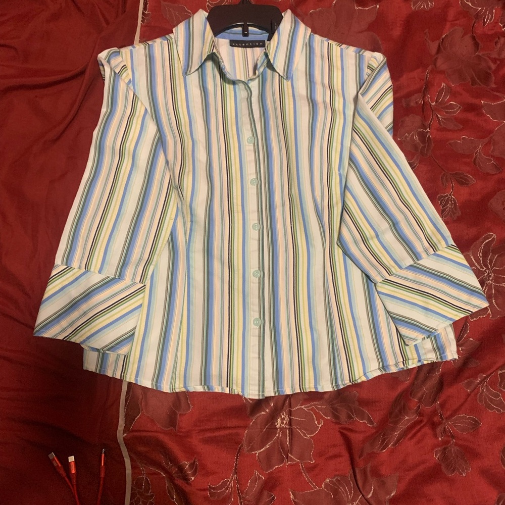 Attention Multicolor Striped Button Down Shirt